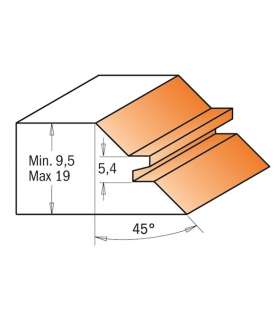 CMT - Fraise de défonceuse Q8 pour bouvetage d'angle à 45°