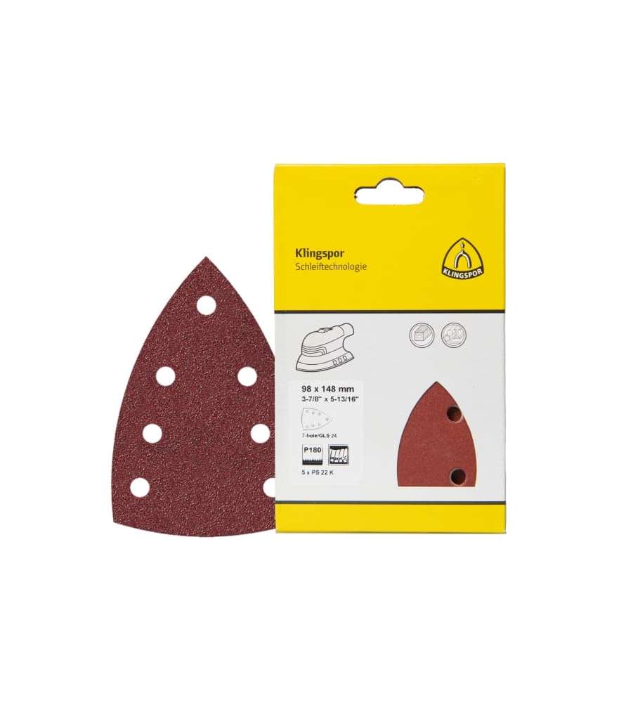 Feuilles abrasives triangulaires 98x148 mm pour ponceuse multifonctions - Ref 366847 - Grain 60