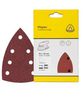 5 Feuilles abrasives triangulaires Klingspor 98x148 mm pour ponceuse multifonctions - Grain 120