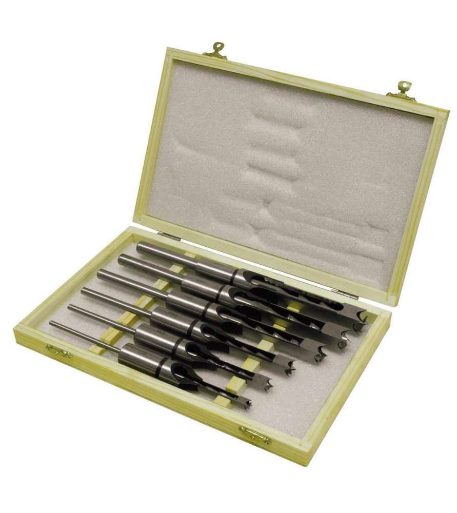 Set of 6 mortising chisels dia 6-8-10-12-14 and 16 mm shank 19 mm - Holzmann STM26B