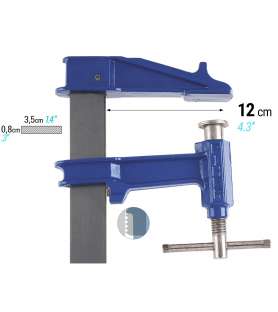 Serre-joint à pompe Piher 04080, saillie 120 mm, serrage 800 mm