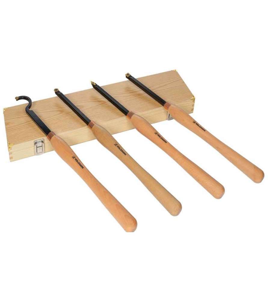 Coffret de 4 gouges de tournage à plaquettes carbure Holzmann H4TLGXL