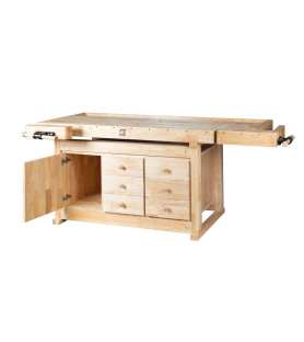 Etabli de menuisier 2100 mm en hévéa avec tiroirs - Holzmann WB210C