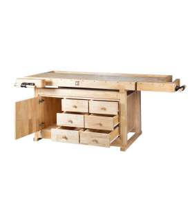 Etabli de menuisier 2100 mm en hévéa avec tiroirs - Holzmann WB210C