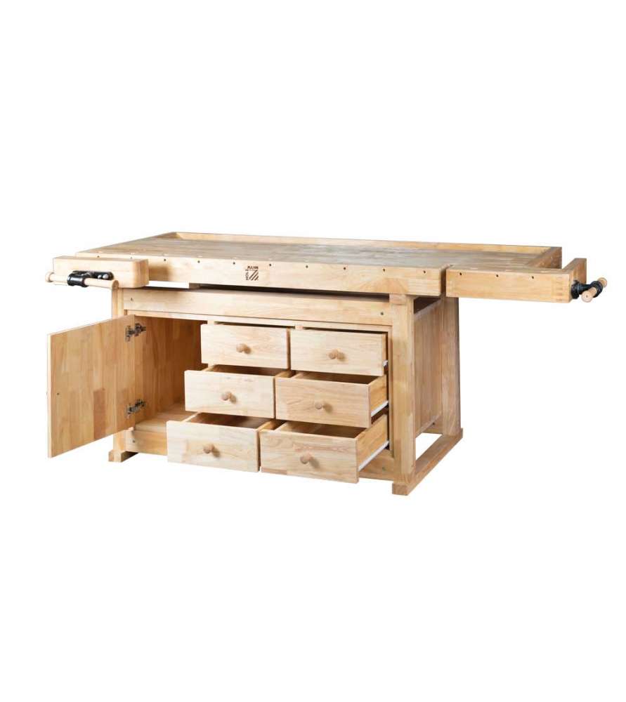 Etabli de menuisier 2100 mm en hévéa avec tiroirs - Holzmann WB210C