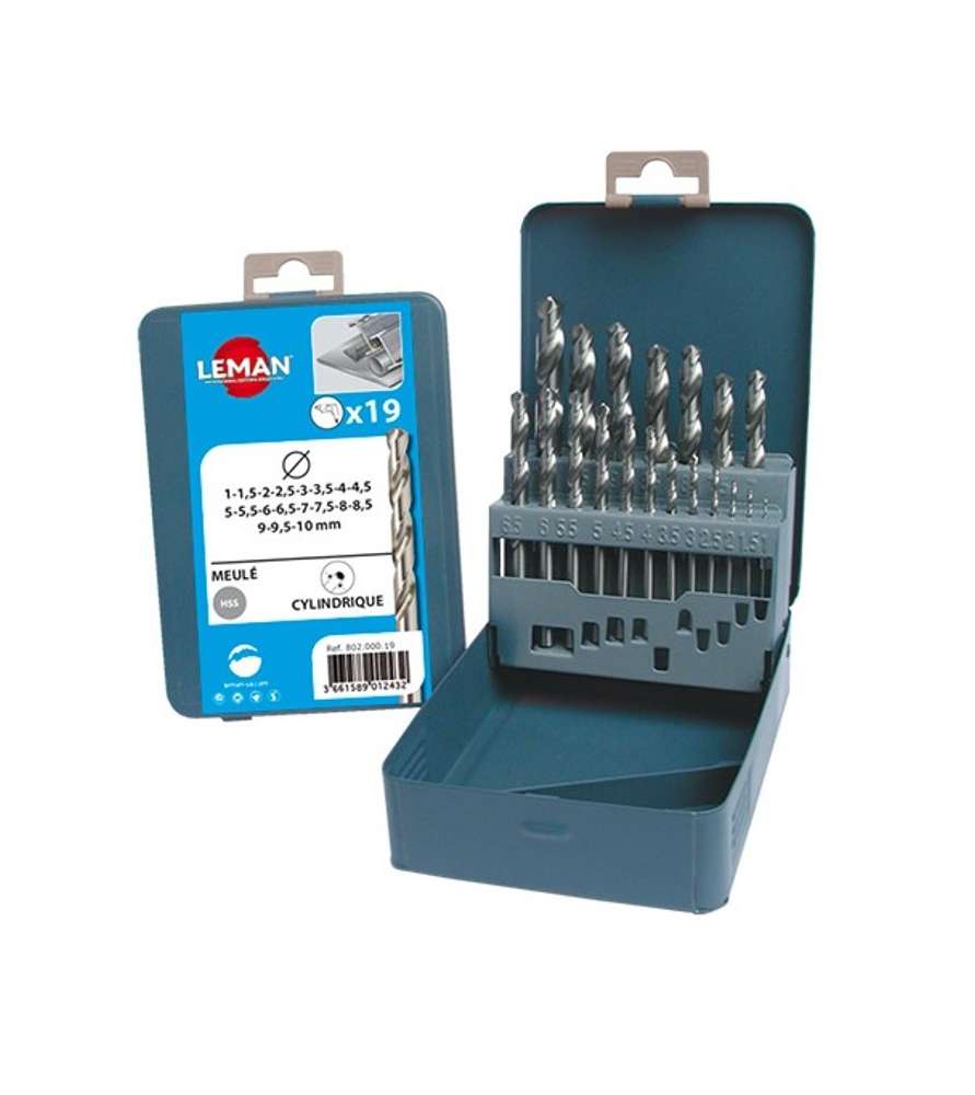 Leman 802.000.19 HSS-SP Metal Drill Bit Set - 19 Pieces