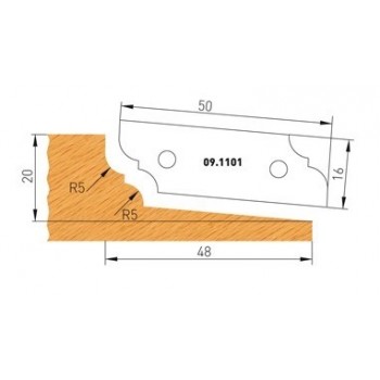 Profilmesser Form 1 für Abplattfräser - Ausführung oben