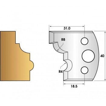 Coltelli e limitatori de 40 mm n° 24 - 1/4 di giro e boudin