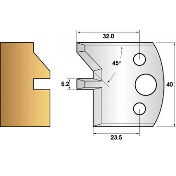 Coltelli e limitatori de 40 mm n° 84 - groove smusso a 45°