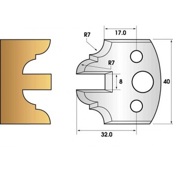 Coltelli e limitatori de 40 mm n° 99 - contro-profilo 40mm