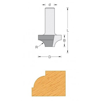 Abrundfräser radius 6 mm - Schaft 6 mm