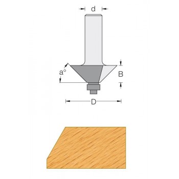 Fraise à affleurer avec roulement supérieur Ø 16 mm - Ø Q8 mm - L